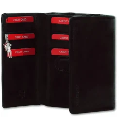 Großes Portemonnaie Querformat Leder schwarz Brieftasche OPD421S