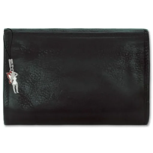 Großes Portemonnaie Querformat Leder schwarz Brieftasche OPD421S