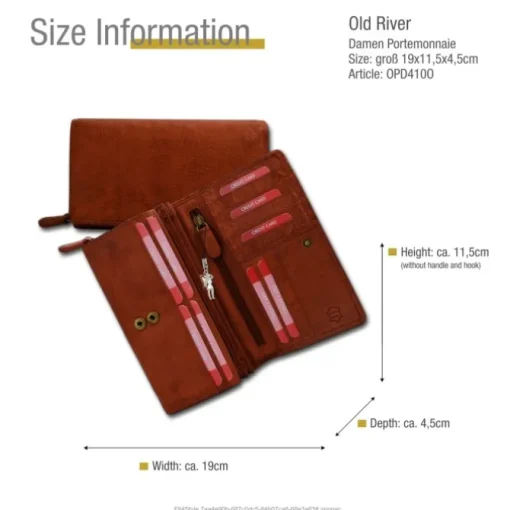 Großes Portemonnaie Querformat XXL Leder cognac Brieftasche OPD410O