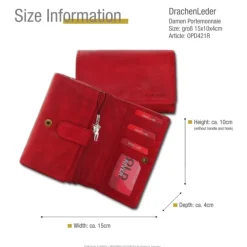 Großes Portemonnaie Querformat Leder rot Brieftasche OPD421R