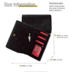Großes Portemonnaie Querformat Leder schwarz Brieftasche OPD421S