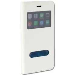 Handyhülle iPhone 6 Plus weiß Bookstyle Case Kunstleder DrachenLeder OME101K