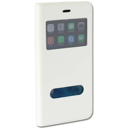 Handyhülle iPhone 6 Plus weiß Bookstyle Case Kunstleder DrachenLeder OME101K