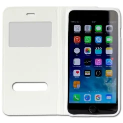 Handyhülle iPhone 6 Plus weiß Bookstyle Case Kunstleder DrachenLeder OME101K