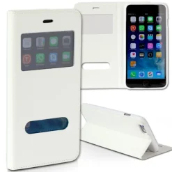 Handyhülle iPhone 6 6S weiß Bookstyle Case Kunstleder DrachenLeder OME100K