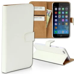 Handyhülle iPhone 6 6S weiß Bookstyle Kartenfächer DrachenLeder OME102K