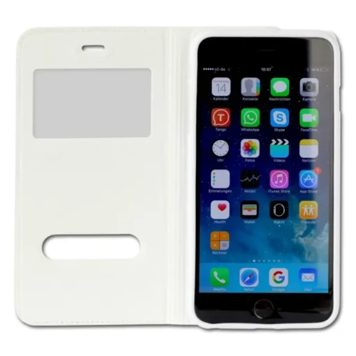 Handyhülle iPhone 6 6S weiß Bookstyle Case Kunstleder DrachenLeder OME100K