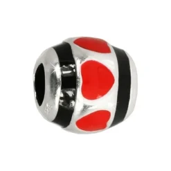 IMPPAC 925 Bead Emaille Kugel Herz rot European Beads SMQ626R