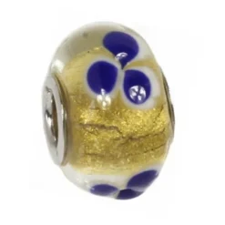 IMPPAC 925 Glas Bead gold klar European Beads SMQZ03