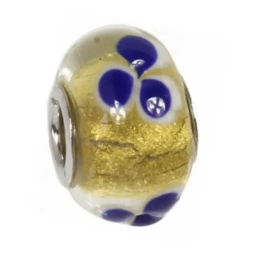 IMPPAC 925 Glas Bead gold klar European Beads SMQZ03