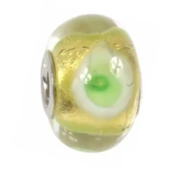 IMPPAC 925 Glas Bead gold klar European Beads SMQZ04