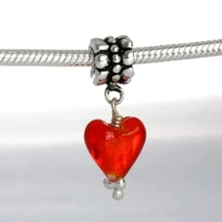 IMPPAC 925 Silber Bead Glas Dangle rot European Beads SMQ048R