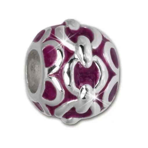 IMPPAC Bead Dekor lila Emaille 925er Silber Armband Beads SBE325V