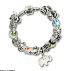 IMPPAC Bead Dekor lila Emaille 925er Silber Armband Beads SBE325V