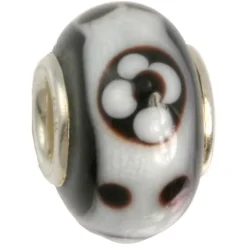 IMPPAC Glas 925 Bead Spacer Blüten schwarz European Beads SMB2008