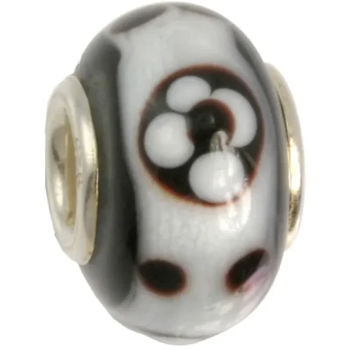 IMPPAC Glas 925 Bead Spacer Blüten schwarz European Beads SMB2008