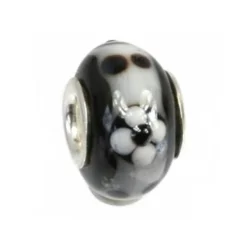 IMPPAC Glas 925 Bead Spacer Blüten schwarz European Beads SMB2008