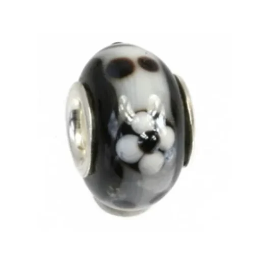 IMPPAC Glas 925 Bead Spacer Blüten schwarz European Beads SMB2008