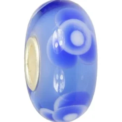 IMPPAC Glas Bead Rose blau 925 Sterling Silber European Beads SMB8116