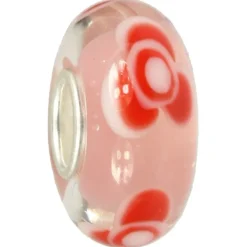 IMPPAC Glas Bead Rose pink 925 Sterling Silber European Beads SMB8115