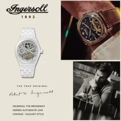Ingersoll Herrenuhr Ceramic weiß Ingersoll The Broadway Armbanduhr UIN15103