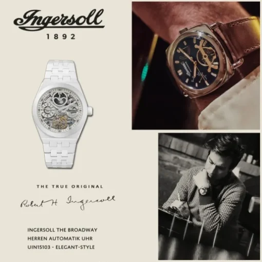 Ingersoll Herrenuhr Ceramic weiß Ingersoll The Broadway Armbanduhr UIN15103