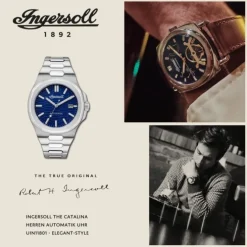 Ingersoll Herrenuhr Edelstahl silber Ingersoll The Catalina Armbanduhr UIN11801