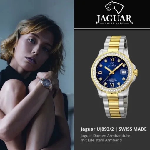 Jaguar Damen Armbanduhr Cosmopolitan J893/2 Analog Edelstahl silber gold UJ893/2