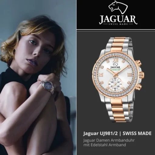 Jaguar Damenuhr Edelstahl silber rosegold Jaguar Connected Armbanduhr UJ981/2