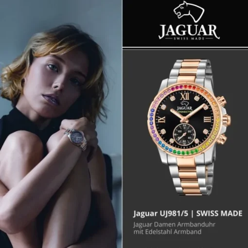 Jaguar Damenuhr Edelstahl silber rosegold Jaguar Connected Armbanduhr UJ981/5