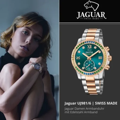 Jaguar Damenuhr Edelstahl silber rosegold Jaguar Connected Armbanduhr UJ981/6