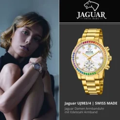 Jaguar Damenuhr Edelstahl gold Jaguar Connected Armbanduhr UJ983/4