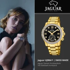 Jaguar Damenuhr Edelstahl gold Jaguar Connected Armbanduhr UJ984/1