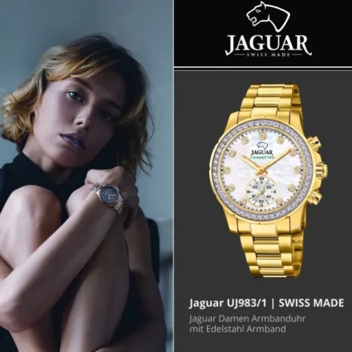 Jaguar Damenuhr Edelstahl gold Jaguar Connected Armbanduhr UJ983/1
