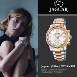 Jaguar Damenuhr Edelstahl silber rosegold Jaguar Connected Armbanduhr UJ981/4