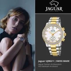 Jaguar Damenuhr Edelstahl silber gold Jaguar Connected Armbanduhr UJ982/1