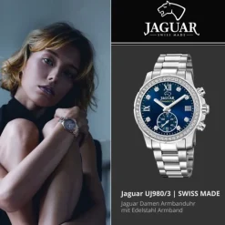 Jaguar Damenuhr Edelstahl silber Jaguar Connected Armbanduhr UJ980/3