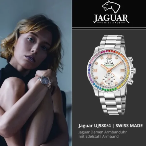 Jaguar Damenuhr Edelstahl silber Jaguar Connected Armbanduhr UJ980/4