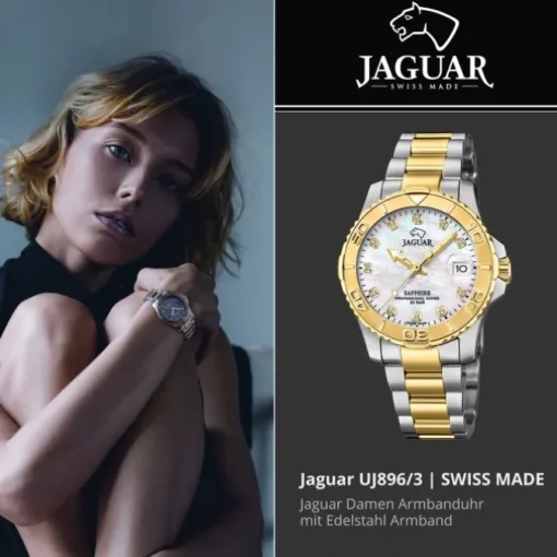 Jaguar Damenuhr Edelstahl silber gold Jaguar Pro Diver Armbanduhr UJ896/3
