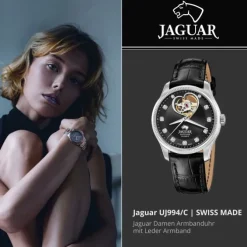 Jaguar Damenuhr Leder schwarz Jaguar Coeur Armbanduhr UJ994/C