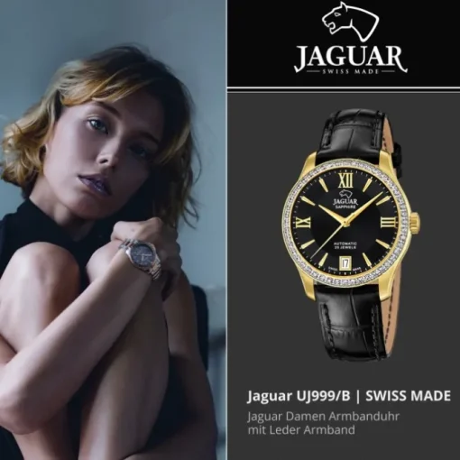 Jaguar Damenuhr Leder schwarz Jaguar Heritage Armbanduhr UJ999/B