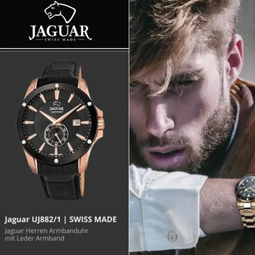 Jaguar Herren Armbanduhr ACM J882/1 Analog Leder schwarz UJ882/1