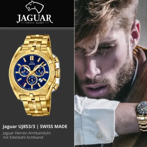 Jaguar Herren-Armbanduhr Edelstahl gold J853/3 Saphir Executive UJ853/3
