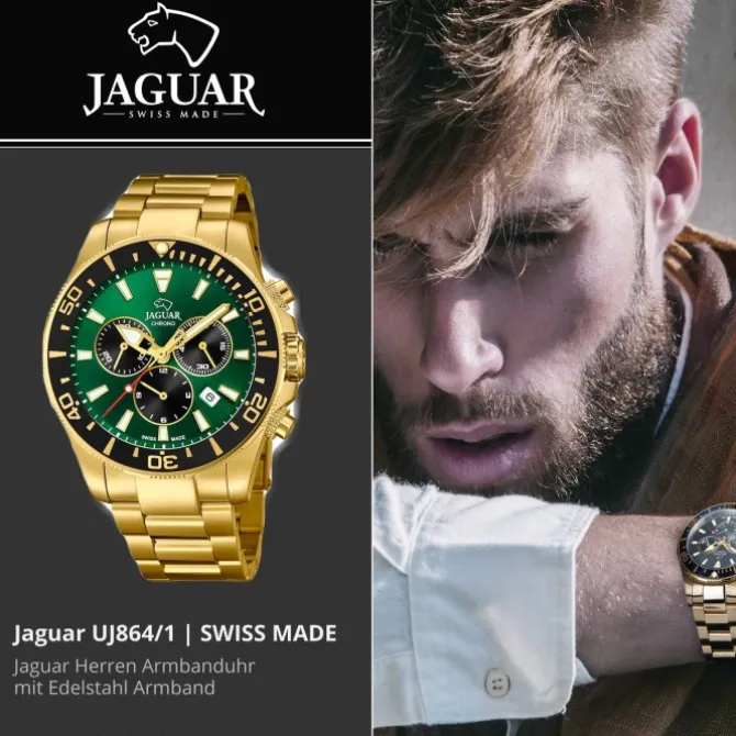 Jaguar Herren-Armbanduhr Edelstahl gold J864/1 Saphir Executive UJ864/1