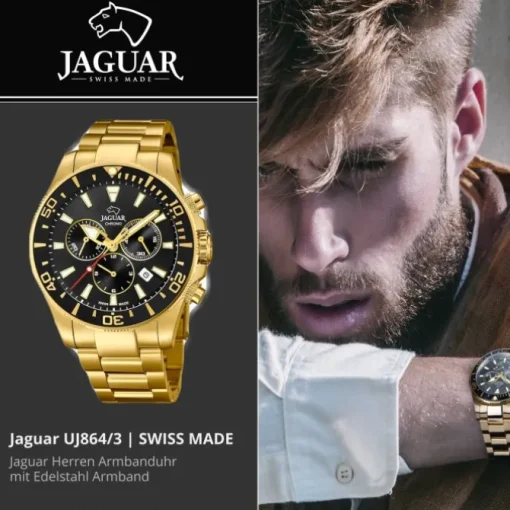 Jaguar Herren-Armbanduhr Edelstahl gold J864/3 Saphir Executive UJ864/3