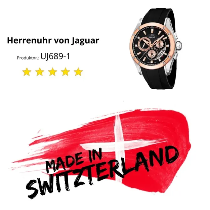JAGUAR Herren-Armbanduhr Special Edition Saphirglas Quarz PU schwarz UJ689/1