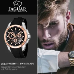 JAGUAR Herren-Armbanduhr Special Edition Saphirglas Quarz PU schwarz UJ689/1