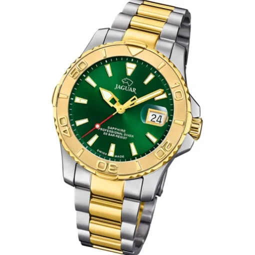 Jaguar Herrenuhr Edelstahl silber gold Jaguar Pro Diver Armbanduhr UJ970/1