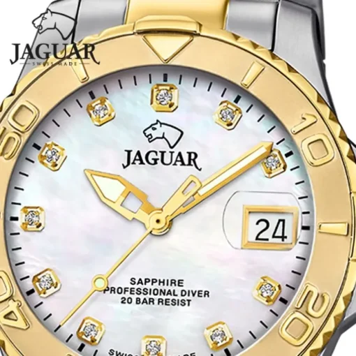 Jaguar Herrenuhr Edelstahl silber gold Jaguar Pro Diver Armbanduhr UJ970/4