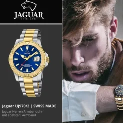 Jaguar Herrenuhr Edelstahl silber gold Jaguar Pro Diver Armbanduhr UJ970/2